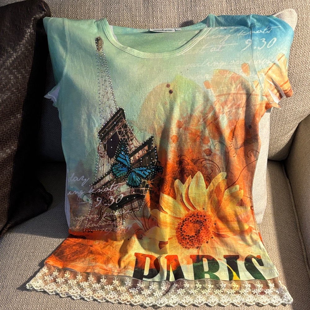 SALE 🎈🎈Patchington Paris Graphic Tee - Orange and Green